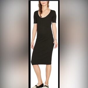 Hatch Celine Black Midi Dress White Trim size 1 Small Ribbed party shower baby